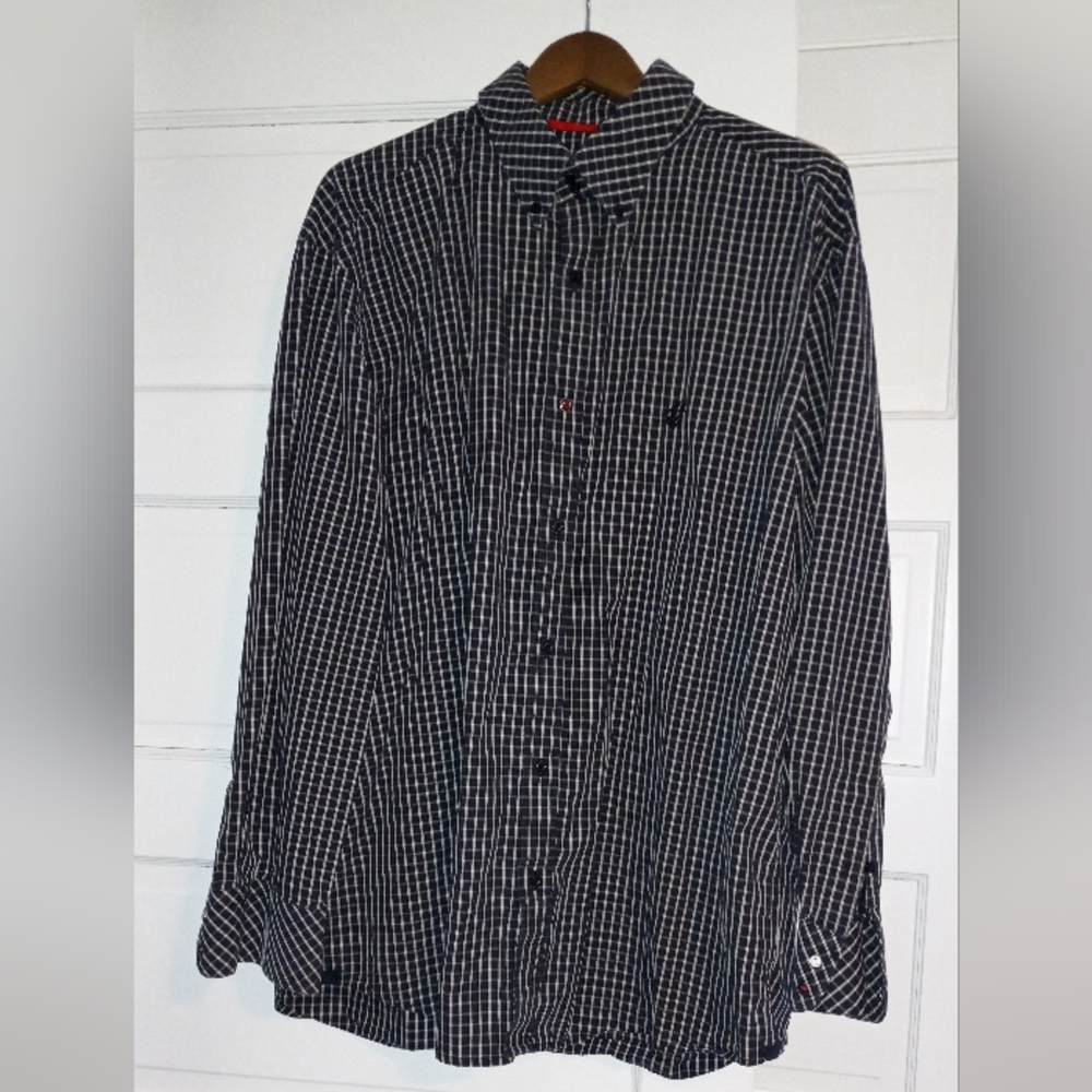 ROCAWEAR Mens button and snap long sleeve shirt size 2XL black and cream checked